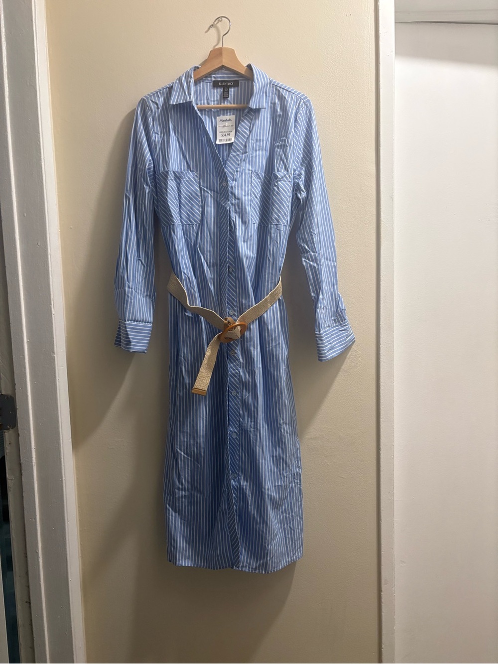 Ellen Tracy Blue and White Striped Button-Up Shirt